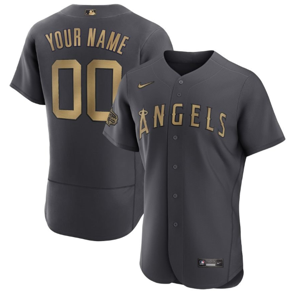 Men's Los Angeles Angels Active Player Custom 2022 All-star Charcoal Flex Base Stitched Jersey
